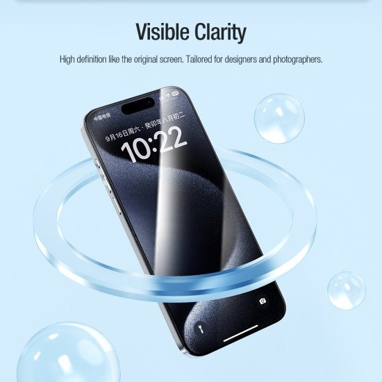 Folie protectie Nillkin EZ SET din sticla securizata pentru iPhone 15 Pro Max Negru - 2buc.