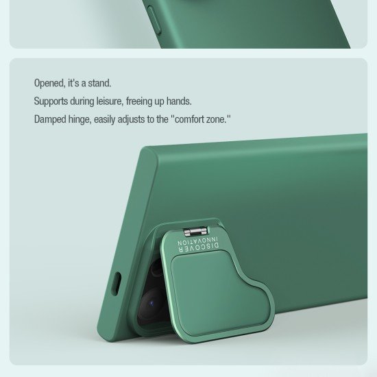 Husa CamShield Silky Prop din silicon pentru Samsung S24 Ultra verde