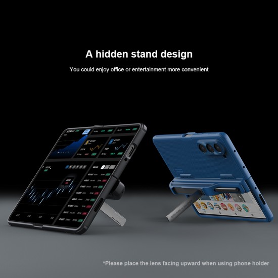 Husa protectie spate din plastic (cu spațiu pentru stilou și trepied)  pentru Samsung Z Fold 5 5G albastru
