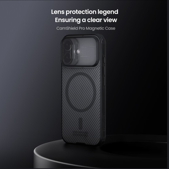 Husă magnetică de protecție transparentă neagră pentru spate și cameră foto, pentru iPhone 17