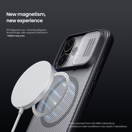 Husă magnetică de protecție transparentă neagră pentru spate și cameră foto, pentru iPhone 17