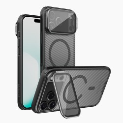 iPhone 17 Pro husă magnetică CamShield Prop cu spate rigid și protecție pentru cameră, negru transparent
