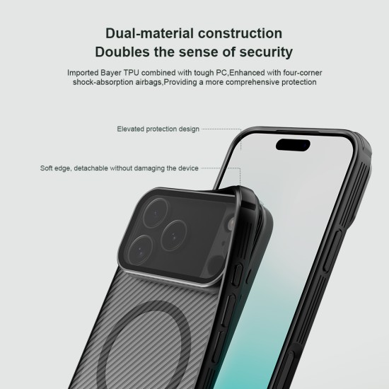 iPhone 17 Pro husă magnetică CamShield Prop cu spate rigid și protecție pentru cameră, negru transparent iPhone 17 Pro husă magnetică CamShield Prop cu spate rigid și protecție pentru cameră, negru transparent