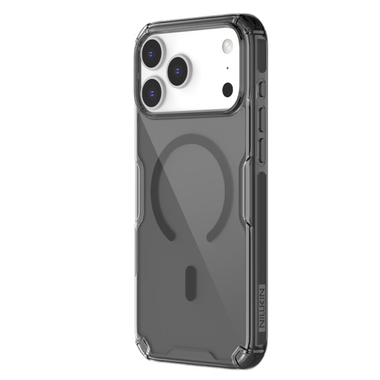 Husa magnetica din silicon Nillkin Nature Pro pentru Apple iPhone 17 Pro, negru transparent