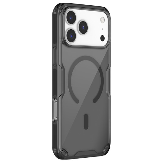 Husa magnetica din silicon Nillkin Nature Pro pentru Apple iPhone 17 Pro, negru transparent