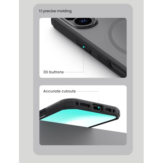 Husa protectie magnetică spate din plastic transparentă neagră pentru iPhone 17