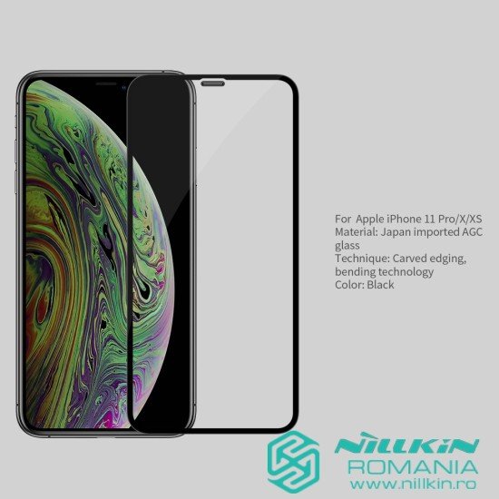 Folie protectie Nillkin CP+MAX din sticla securizata pentru iPhone 11 Pro/X/Xs - Negru