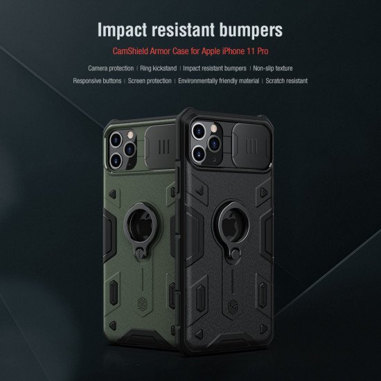 Husa protectie spate si camera foto Armor verde pentru Apple iPhone 11 Pro