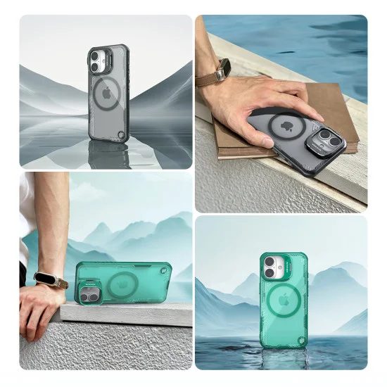 Husa magnetica transparentă protectie spate si camera foto verde pentru Apple iPhone 16