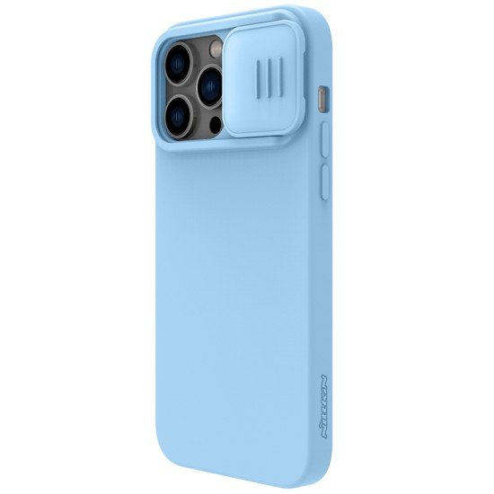 Husa Magnetica CamShield Pro Silky din silicon pentru iPhone 14 Pro Albastru