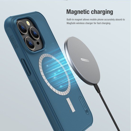Husa protectie magnetică spate din plastic albastru pentru Apple iPhone 14 Pro Max