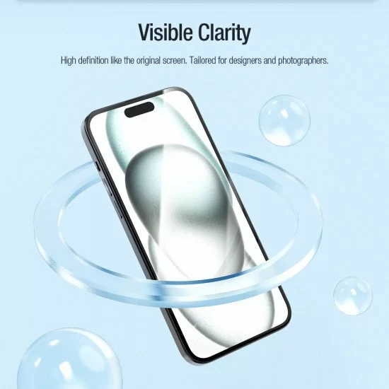 Folie protectie Nillkin EZ SET din sticla securizata pentru iPhone 15 Plus Negru - 3buc.