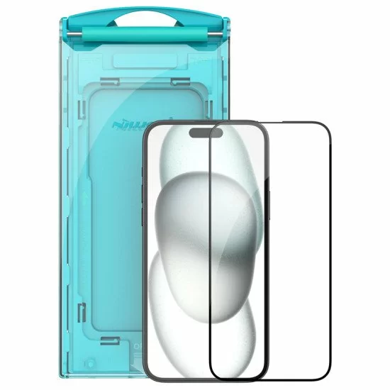 Folie protectie Nillkin EZ SET din sticla securizata pentru iPhone 15 Plus Negru - 3buc.