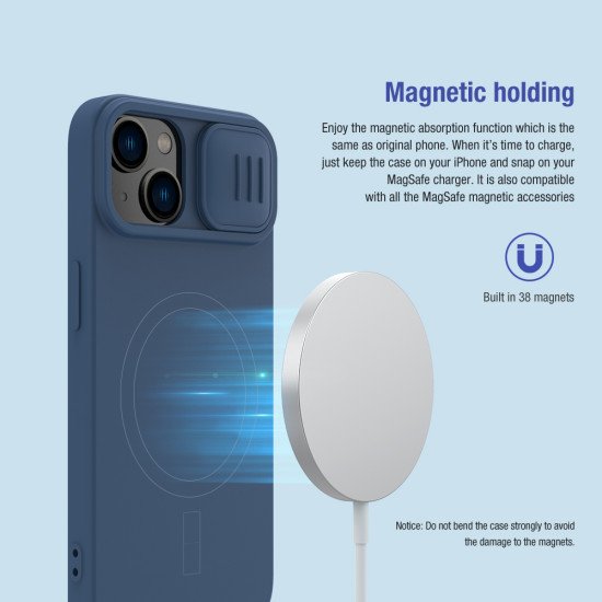 Husa Magnetica CamShield Silky din silicon pentru iPhone 15 Negru