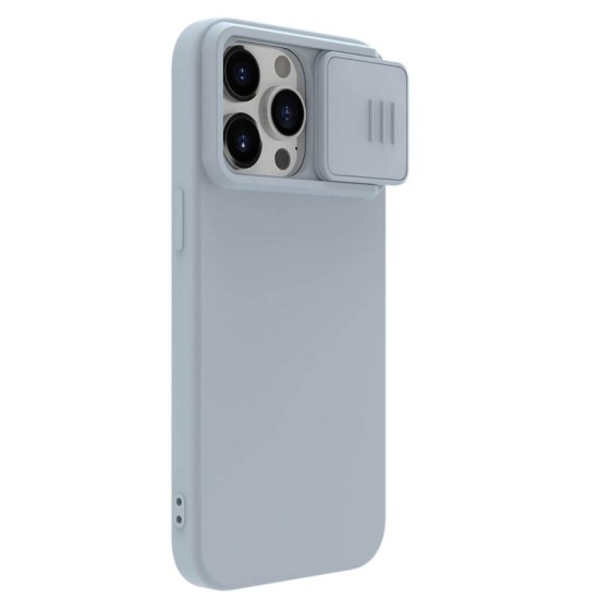 Husa Magnetica CamShield Pro Silky din silicon pentru iPhone 15 Pro Max Albastru
