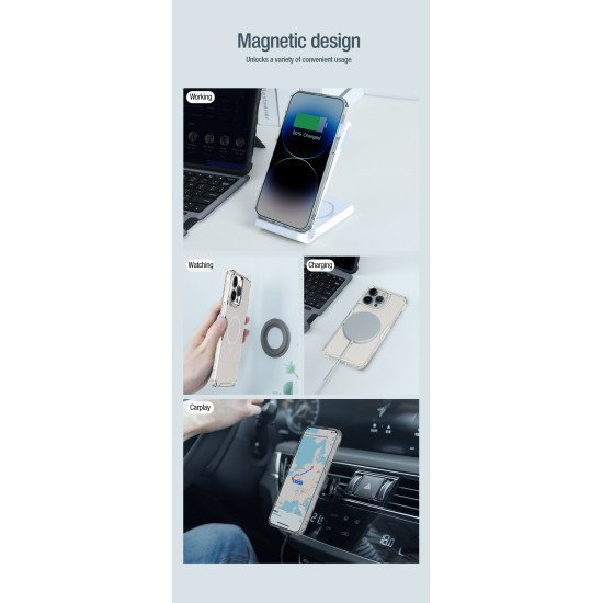 Husa magnetica din silicon Nillkin Nature Pro Albastru pentru Apple iPhone 15 Pro