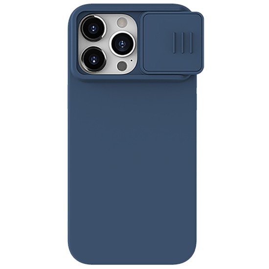 Husa CamShield Pro Silky din silicon pentru iPhone 15 Pro Albastru închis