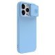 Husa Magnetica CamShield Pro Silky din silicon pentru iPhone 15 Pro Max Albastru