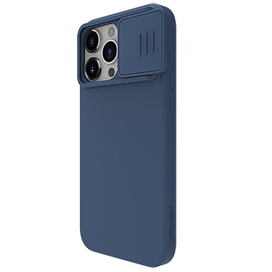 Husa CamShield Pro Silky din silicon pentru iPhone 15 Pro Albastru închis
