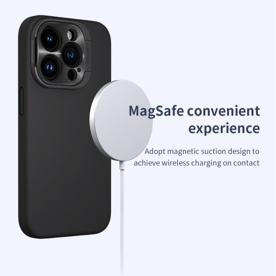 Husa Magnetica LensWing Silky din silicon  pentru iPhone 15 Pro Negru