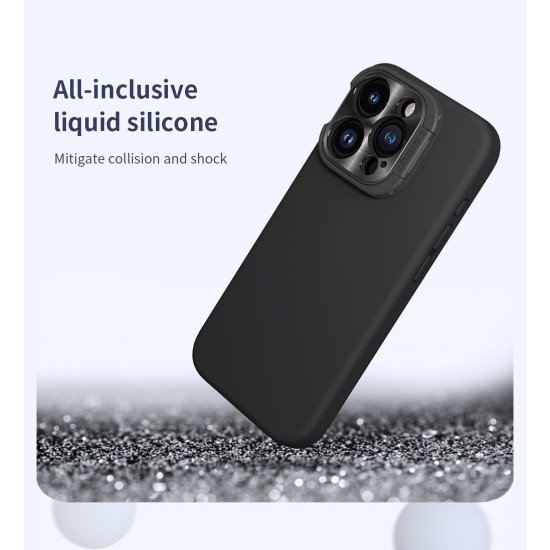 Husa Magnetica LensWing Silky din silicon  pentru iPhone 15 Pro Negru