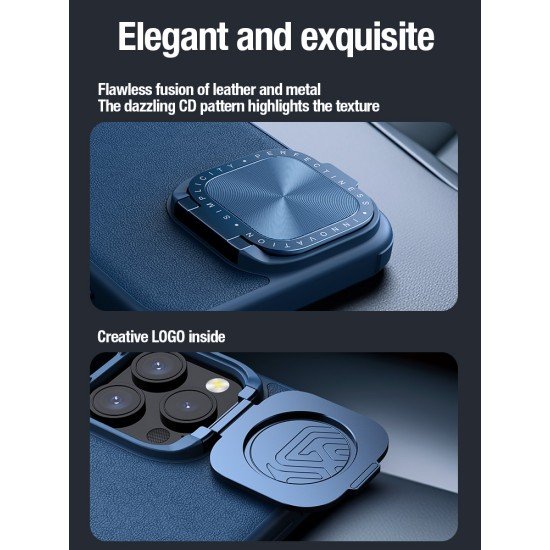 Husa magnetică din piele Nillkin CamShield albastru pentru Apple Iphone 15 Pro Max