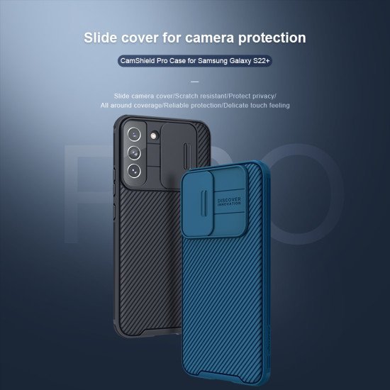 Husa protectie spate si camera foto negru pentru Samsung S22 Plus Albastru