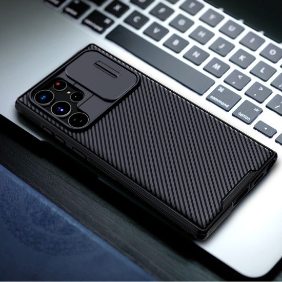 Husa protectie spate si camera foto negru pentru Samsung S22 Ultra
