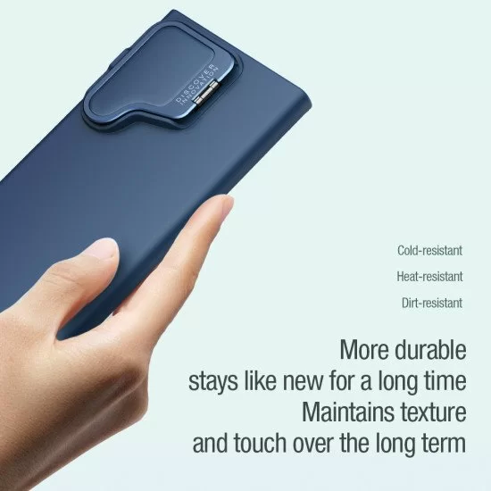 Husa CamShield Silky Prop din silicon pentru Samsung S24 Ultra albastru