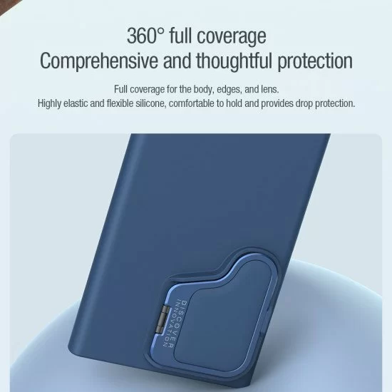 Husa CamShield Silky Prop din silicon pentru Samsung S24 Ultra albastru
