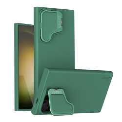 Husa CamShield Silky Prop din silicon pentru Samsung S24 Ultra verde