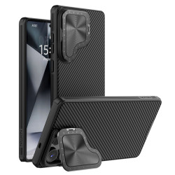 Husa magnetica protectie spate si camera foto neagră pentru Samsung S25 Ultra