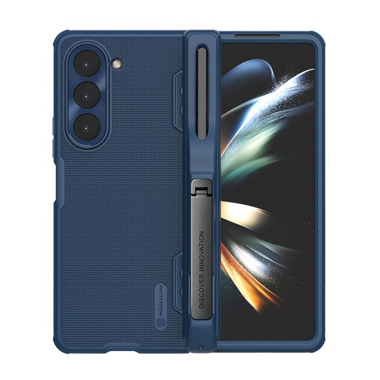 Husa protectie spate din plastic (cu spațiu pentru stilou și trepied)  pentru Samsung Z Fold 5 5G albastru