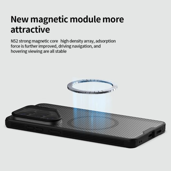 Samsung S26 Ultra husă magnetică CamShield Prop cu spate rigid și protecție pentru cameră, negru transparent
