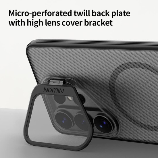 Samsung S26 Ultra husă magnetică CamShield Prop cu spate rigid și protecție pentru cameră, negru transparent