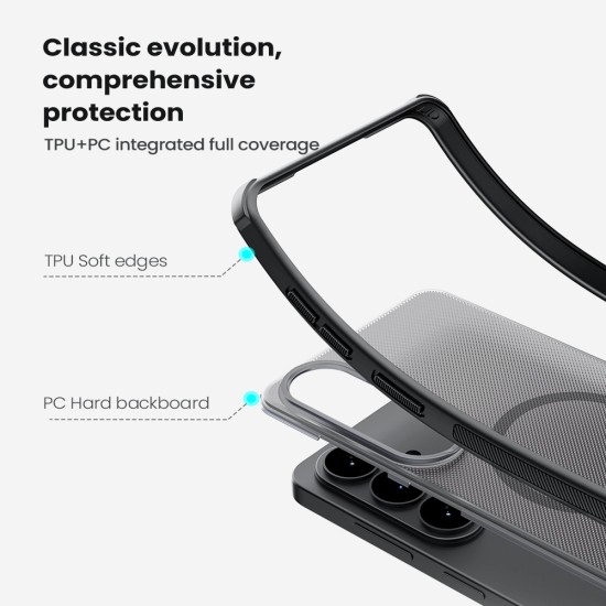Husa magnetica protectie spate din plastic transparentă neagră pentru Samsung S26