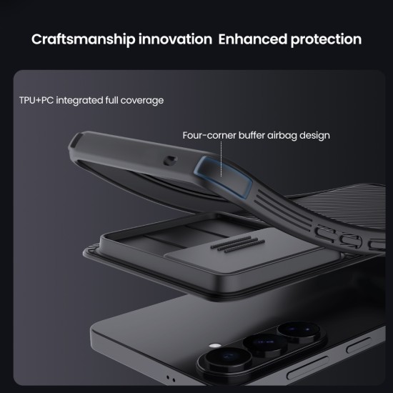 Husa protectie spate si camera foto neagră pentru Samsung S26