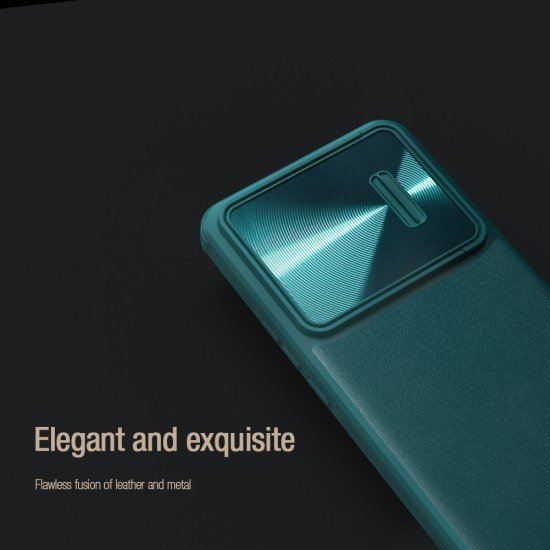 Husa din piele Nillkin CamShield verde pentru Xiaomi 12T Pro