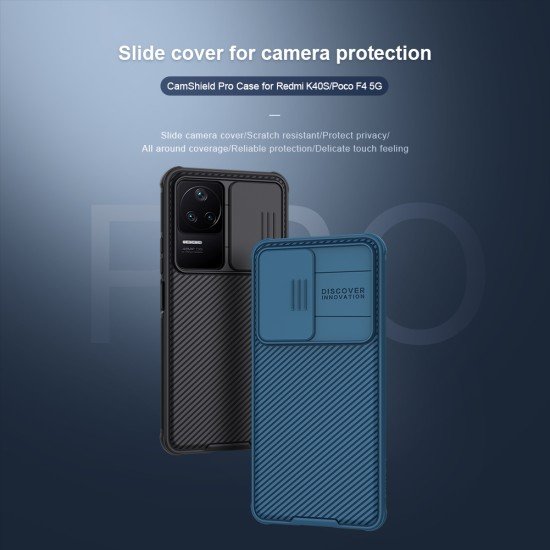 Husa protectie spate si camera foto albastru pentru Poco F4 5G