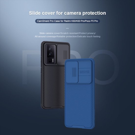 Husa protectie spate si camera foto albastru pentru Poco F5 Pro 5G