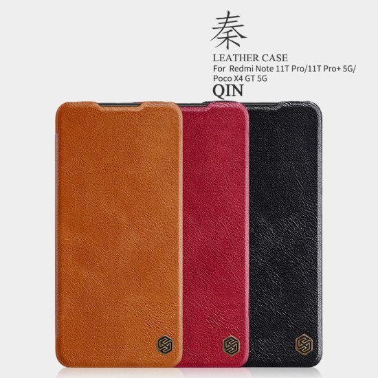 Husa din piele negru de lux QIN cu Poco X4 GT 5G Husa din piele negru de lux QIN cu Poco X4 GT 5G