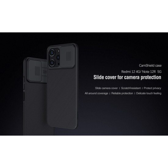 Husa protectie spate si camera foto negru pentru Redmi 12 4G