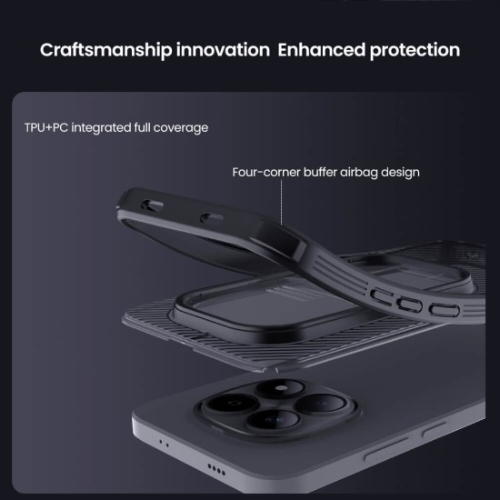 Husa protectie spate si camera foto transparentă neagră pentru Redmi Note 15 Pro 5G