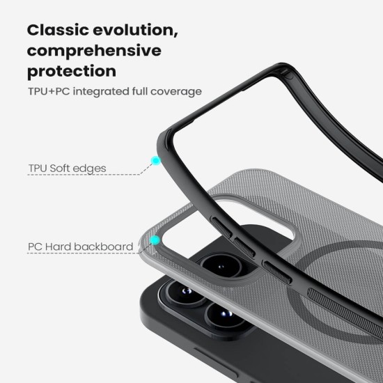 Husa protectie magnetică spate din plastic transparentă neagră pentru Xiaomi 17