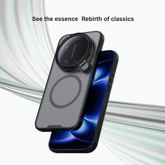 Xiaomi 17 Ultra husă magnetică CamShield Prop cu spate rigid și protecție pentru cameră, negru transparent