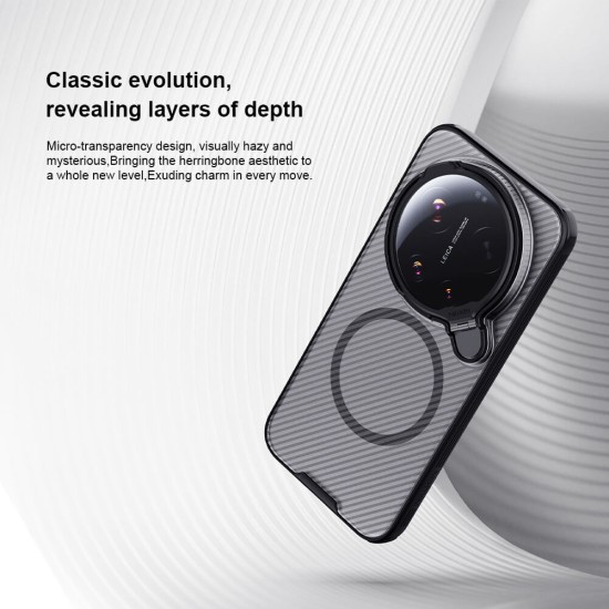 Xiaomi 17 Ultra husă magnetică CamShield Prop cu spate rigid și protecție pentru cameră, negru transparent