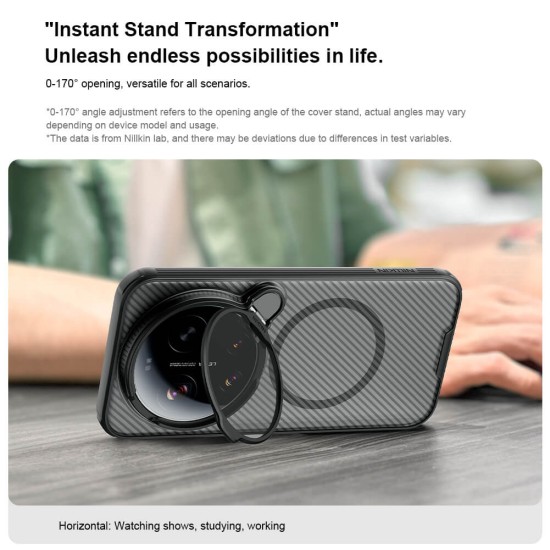 Xiaomi 17 Ultra husă magnetică CamShield Prop cu spate rigid și protecție pentru cameră, negru transparent
