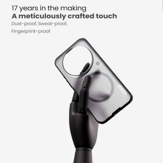 Husa protectie magnetică spate din plastic transparentă neagră pentru Xiaomi 17 Ultra
