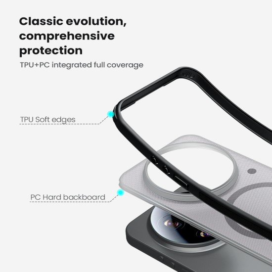 Husa protectie magnetică spate din plastic transparentă neagră pentru Xiaomi 17 Ultra
