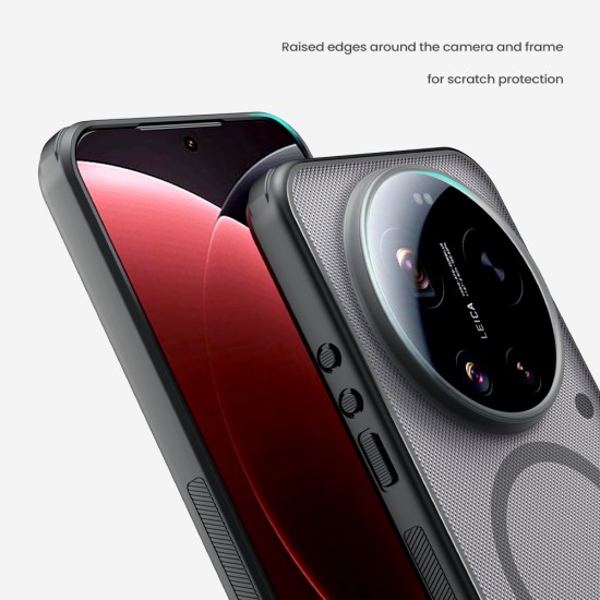 Husa protectie magnetică spate din plastic transparentă neagră pentru Xiaomi 17 Ultra